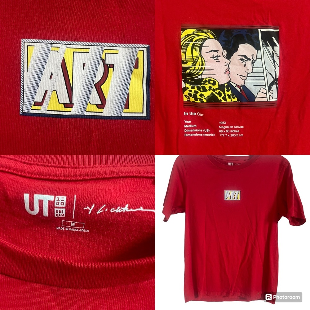 UNIQLO UT x Roy Lichtenstein Art In the Car (1963) t-shirt Medium Unisex